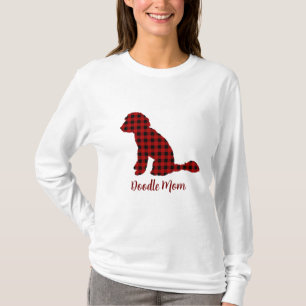 Doodle Mum Labradoodle In Buffalo Check Plaid T-Shirt
