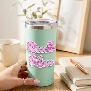 Doodle Mum Pink Heart Pop Art Typography Sticker