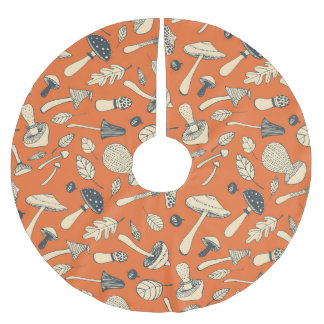 Doodle Mushroom Vintage Seamless Wallpaper Brushed Polyester Tree Skirt