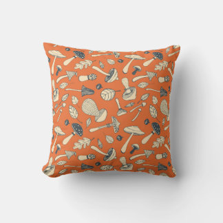 Doodle Mushroom Vintage Seamless Wallpaper Cushion
