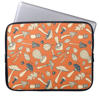 Doodle Mushroom Vintage Seamless Wallpaper Laptop Sleeve