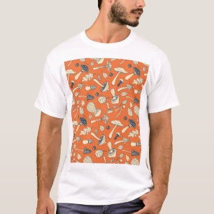 Doodle Mushroom Vintage Seamless Wallpaper T-Shirt