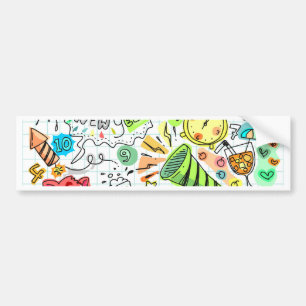 doodle new year party celebration bumper sticker