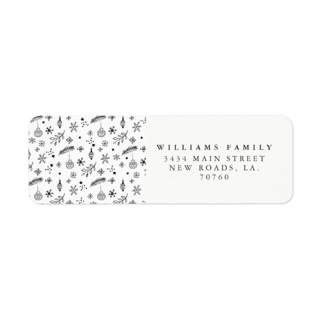 Doodle Ornaments Christmas Return Address Label (Front)