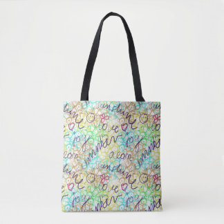 doodle ornaments tote bag