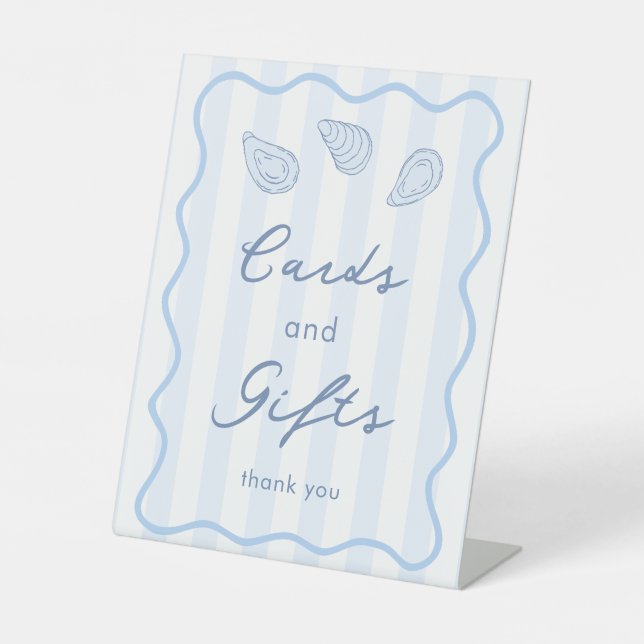 Doodle Oyster Roast Cards & Gifts Wedding Shower Pedestal Sign (Front)