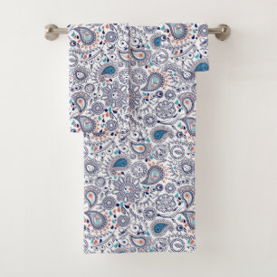 Doodle Paisley Pattern Bath Towel Set
