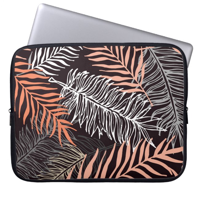 Doodle Palm: Hand-Drawn Leafy Pattern. Laptop Sleeve (Front)