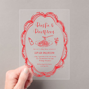 Doodle Pasta and Pacifiers Baby Shower  Acrylic Invitations