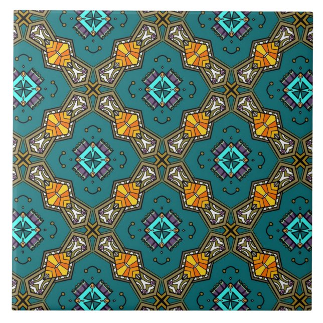 Doodle pattern 10 ceramic tile (Front)