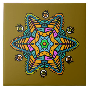 Doodle pattern 2 ceramic tile