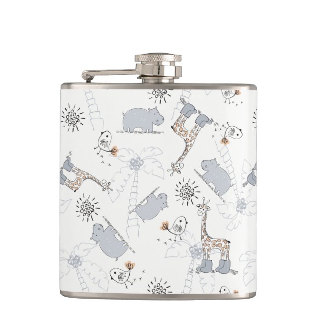 doodle pattern 2 hip flask (Front)