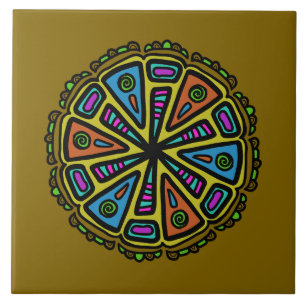 Doodle pattern 4 ceramic tile