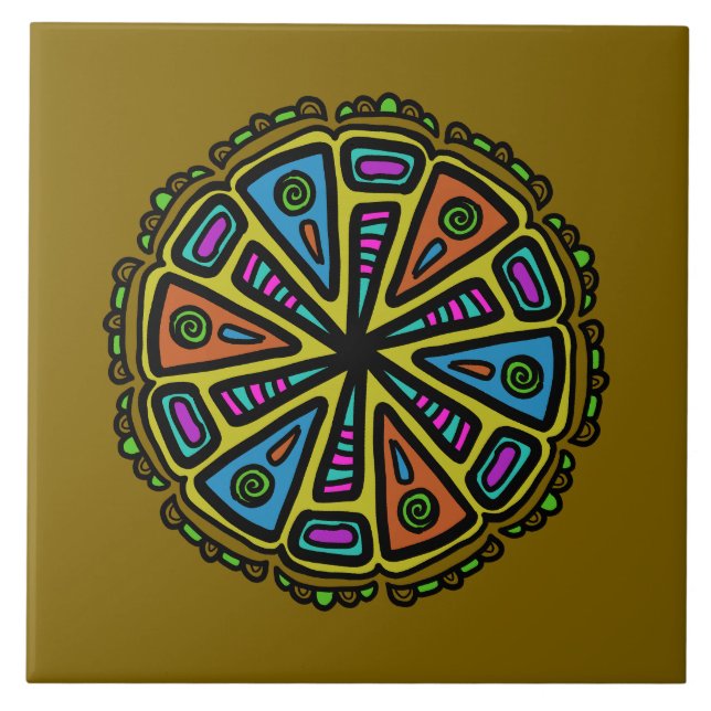 Doodle pattern 4 ceramic tile (Front)