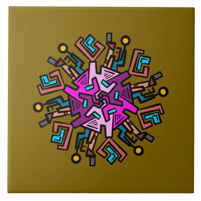 Doodle pattern 5 ceramic tile (Front)