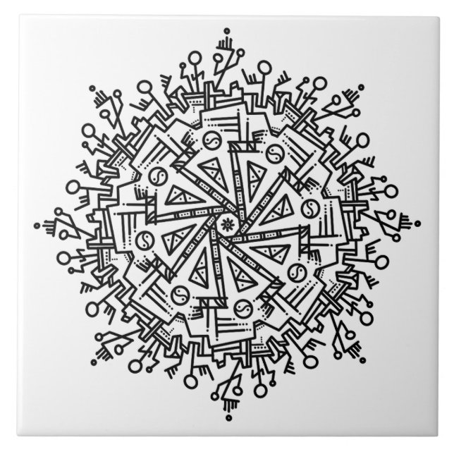 Doodle pattern ceramic tile (Front)