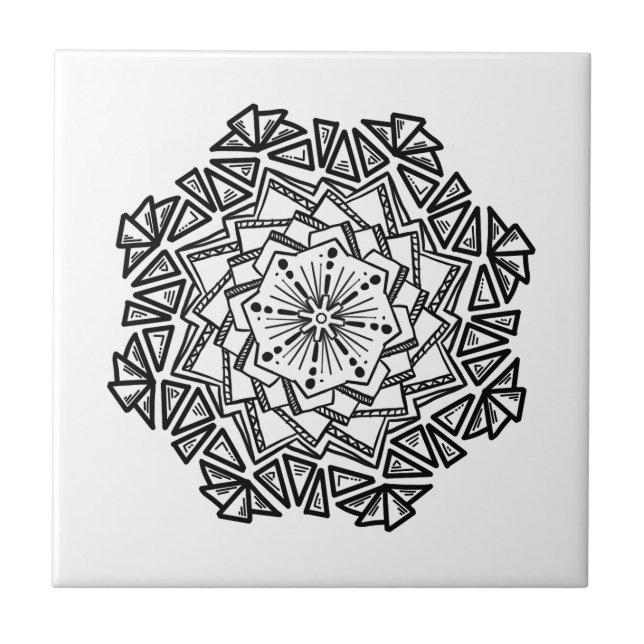 Doodle pattern ceramic tile (Front)