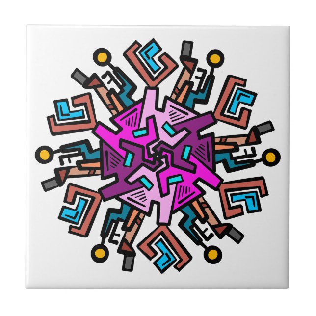 Doodle pattern ceramic tile (Front)