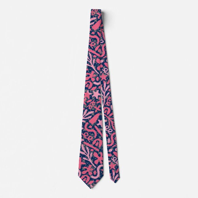 Doodle Pattern in Pink.01.w D Blue BG Tie (Front)