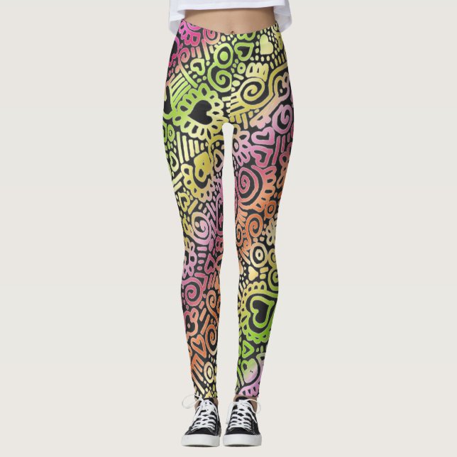 Doodle Pattern Leggings (Front)