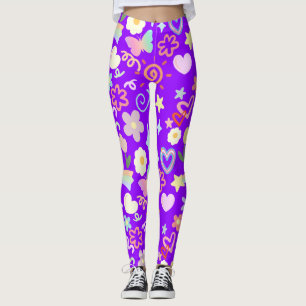 Doodle  pattern pastel shade B Purple BG Leggings