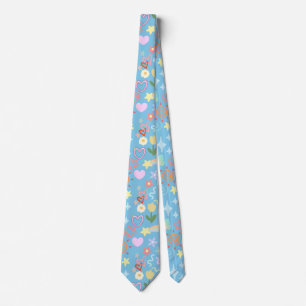 Doodle pattern pastel shade D Blue BG Tie