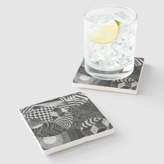 Doodle Pattern Stone Coaster