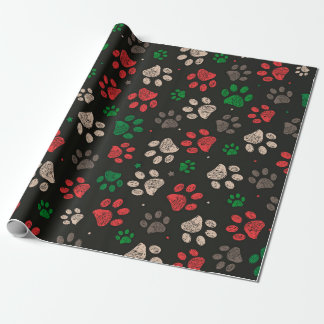 Doodle paw prints Christmas Wrapping Paper