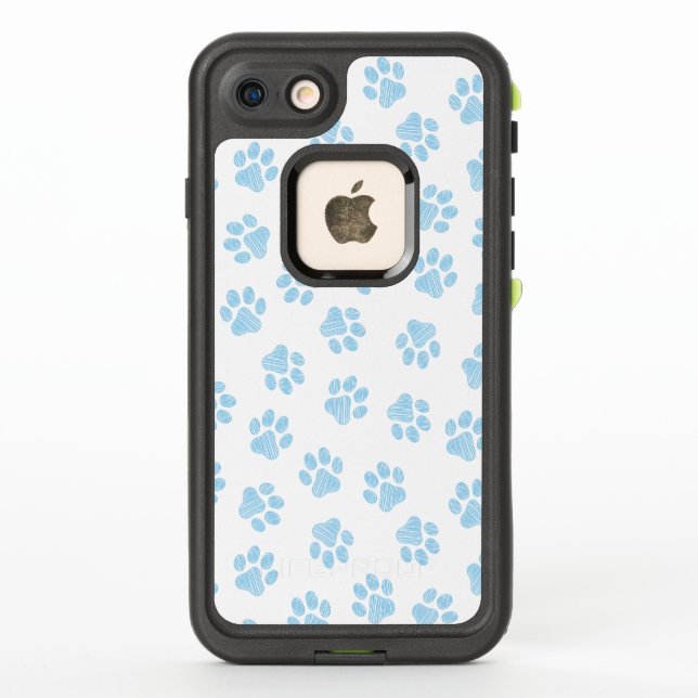 Doodle Paws, Dog Paws, Baby Blue Paws LifeProof iPhone Case (Back)