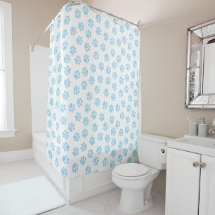 Doodle Paws, Dog Paws, Baby Blue Paws Shower Curtain