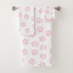 Doodle Paws, Dog Paws, Baby Pink Paws Bath Towel Set