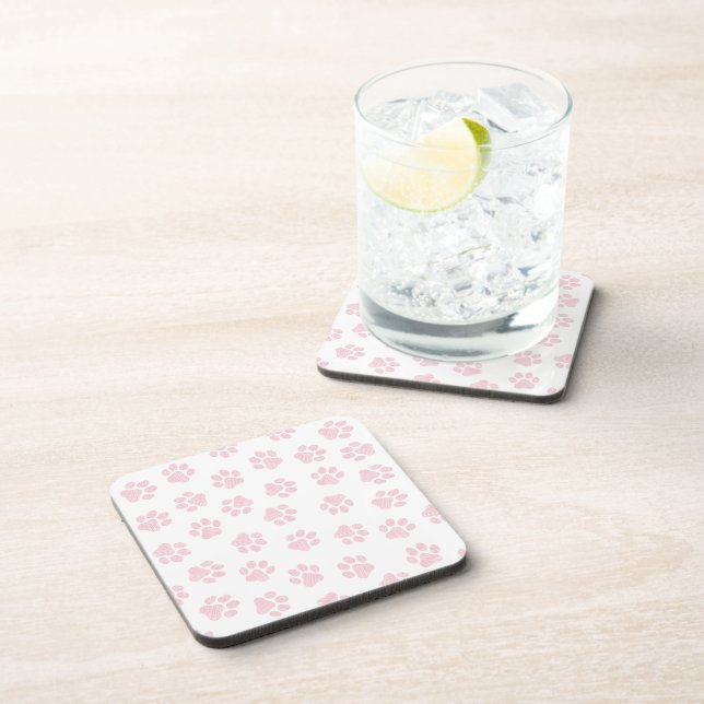 Doodle Paws, Dog Paws, Baby Pink Paws Coaster (Right Side)