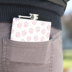 Doodle Paws, Dog Paws, Baby Pink Paws Hip Flask