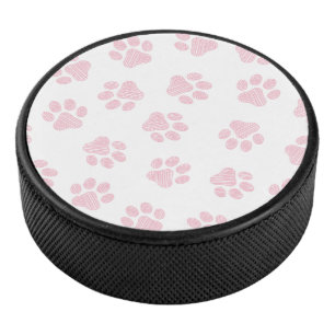 Doodle Paws, Dog Paws, Baby Pink Paws Hockey Puck
