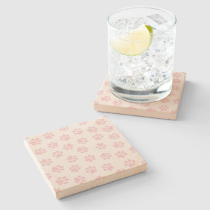 Doodle Paws, Dog Paws, Baby Pink Paws Stone Coaster