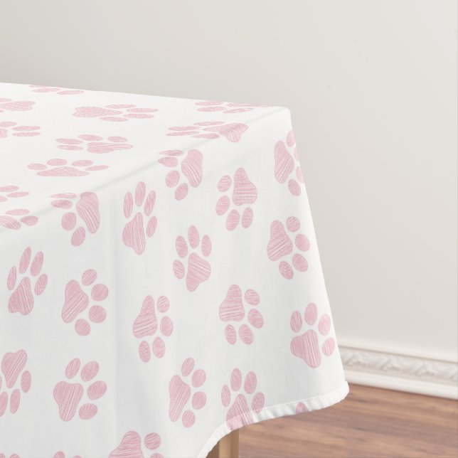 Doodle Paws, Dog Paws, Baby Pink Paws Tablecloth (In Situ)
