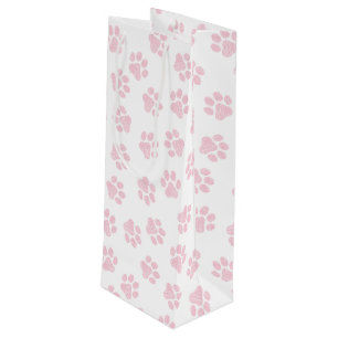 Doodle Paws, Dog Paws, Baby Pink Paws Wine Gift Bag