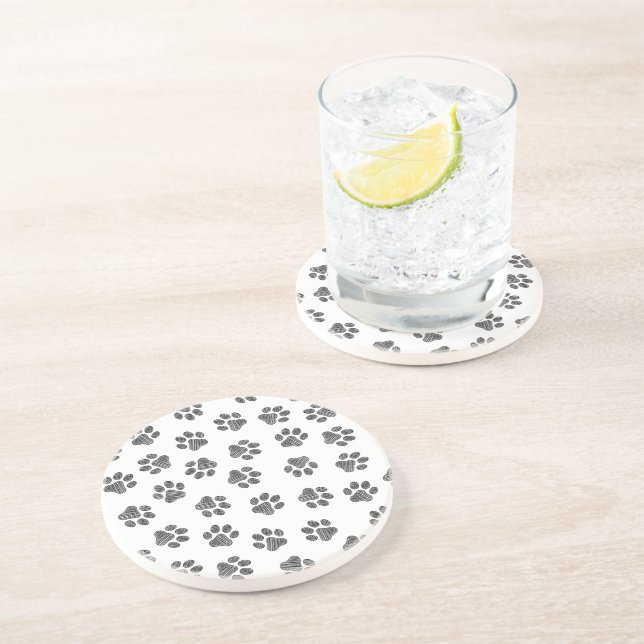 Doodle Paws, Dog Paws, Black Paws Coaster (Side)