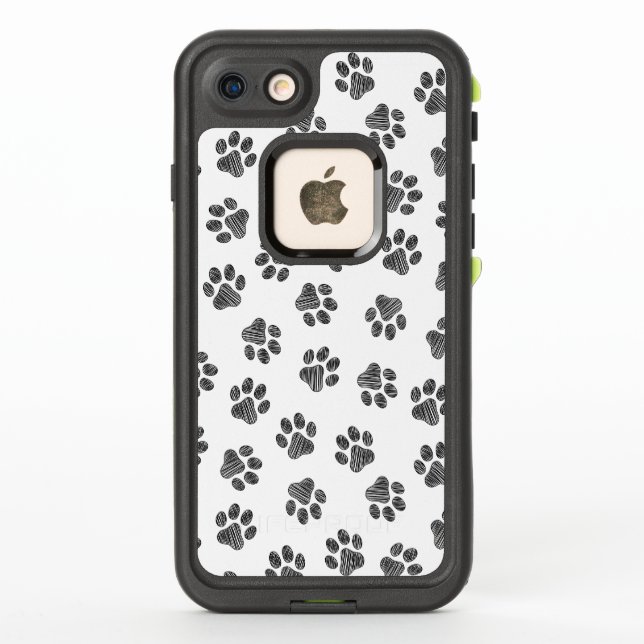 Doodle Paws, Dog Paws, Black Paws LifeProof iPhone Case (Back)