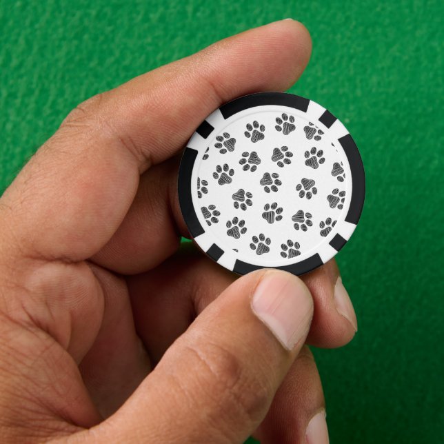 Doodle Paws, Dog Paws, Black Paws Poker Chips (Hand)