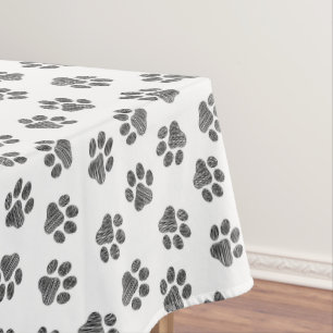 Doodle Paws, Dog Paws, Black Paws Tablecloth