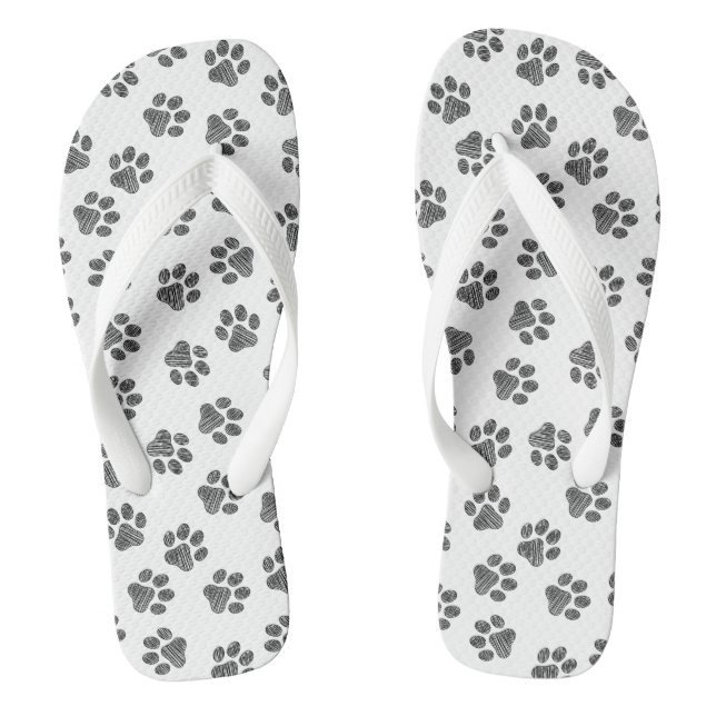 Doodle Paws, Dog Paws, Black Paws Thongs (Footbed)