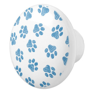 Doodle Paws, Dog Paws, Blue Paws Ceramic Knob