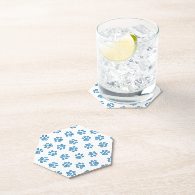 Doodle Paws, Dog Paws, Blue Paws Paper Coaster (Insitu)