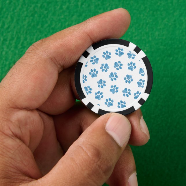Doodle Paws, Dog Paws, Blue Paws Poker Chips (Hand)
