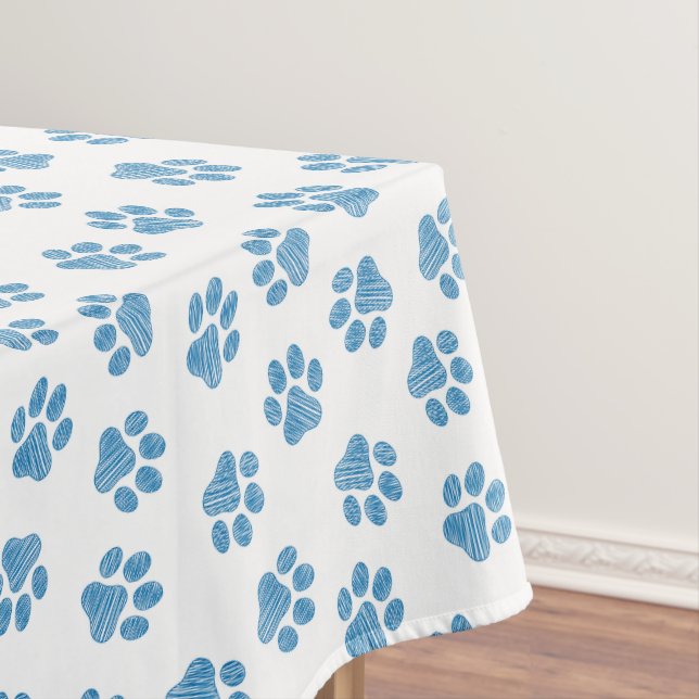 Doodle Paws, Dog Paws, Blue Paws Tablecloth (In Situ)