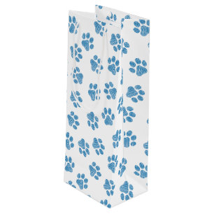Doodle Paws, Dog Paws, Blue Paws Wine Gift Bag