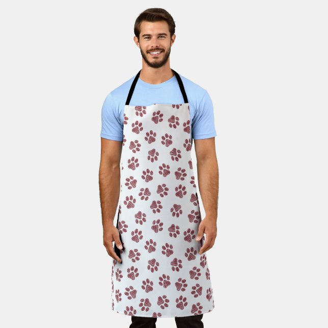 Doodle Paws, Dog Paws, Burgundy Paws Apron (Worn)