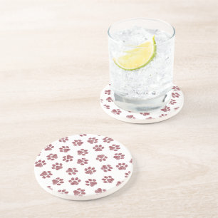 Doodle Paws, Dog Paws, Burgundy Paws Coaster