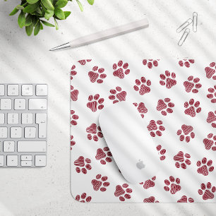 Doodle Paws, Dog Paws, Burgundy Paws Mouse Pad